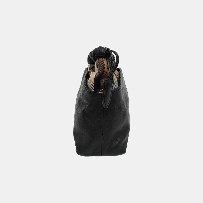 BURBERRY黑色牛皮單肩包斜挎包金色五金可拆卸肩帶-2
