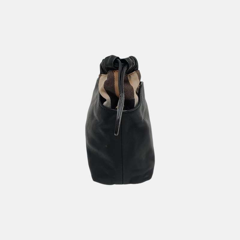 BURBERRY黑色牛皮單肩包斜挎包金色五金可拆卸肩帶-3