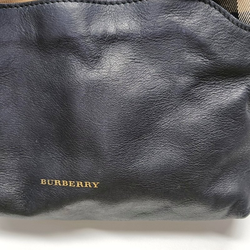 BURBERRY黑色牛皮單肩包斜挎包金色五金可拆卸肩帶-9