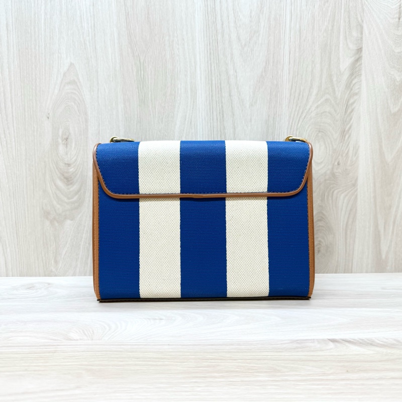 LV藍白帆布拚棕牛皮TwistMM側背包M57659-1