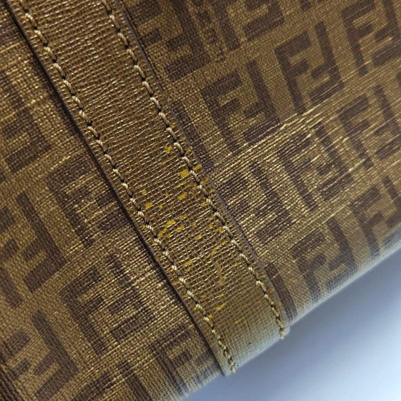 FENDI金色塗層帆布雙F手提包金色五金-7