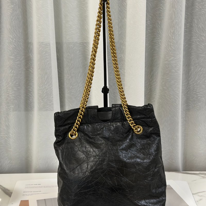 Balenciaga Crush復古小牛皮托特包 - 小號黑金-5