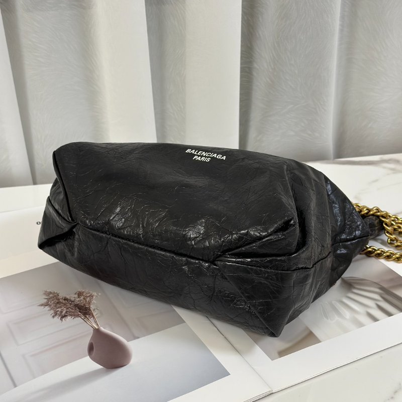 Balenciaga Crush復古小牛皮托特包 - 小號黑金-6