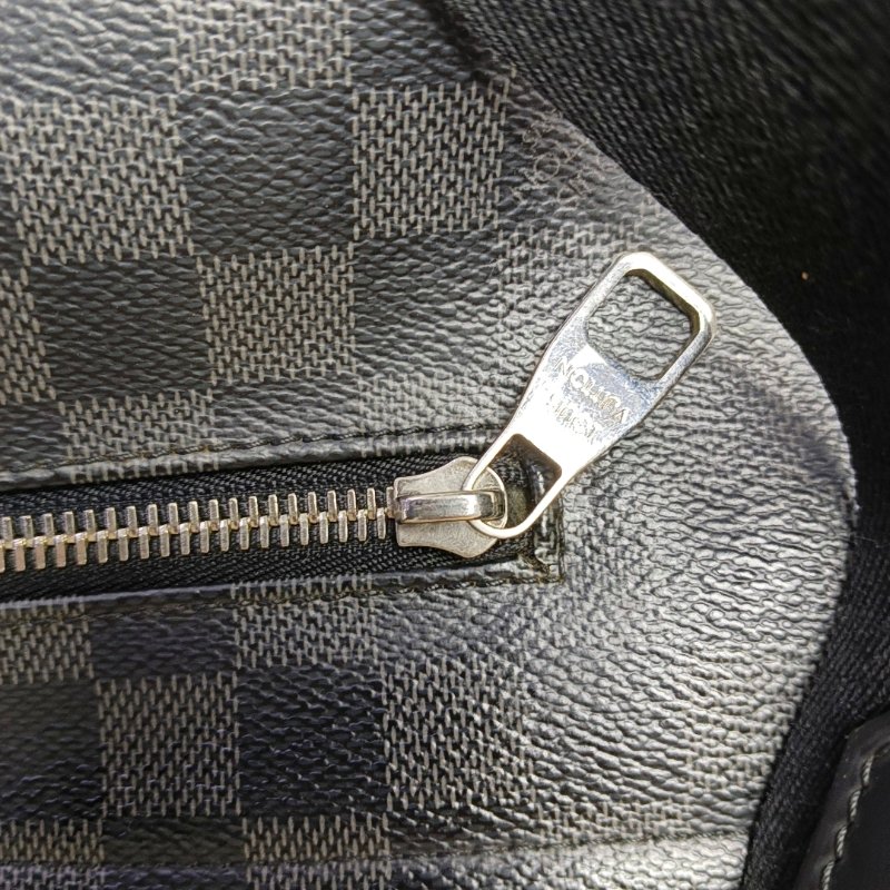 LOUIS VUITTON HUNTER中號灰色塗層帆布棋盤格單肩包手提包銀色五金-7