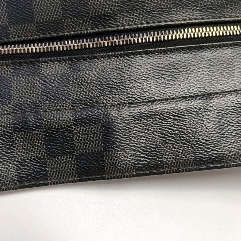 LOUIS VUITTON HUNTER中號灰色塗層帆布棋盤格單肩包手提包銀色五金-8