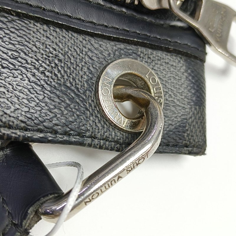 LOUIS VUITTON HUNTER中號灰色塗層帆布棋盤格單肩包手提包銀色五金-12