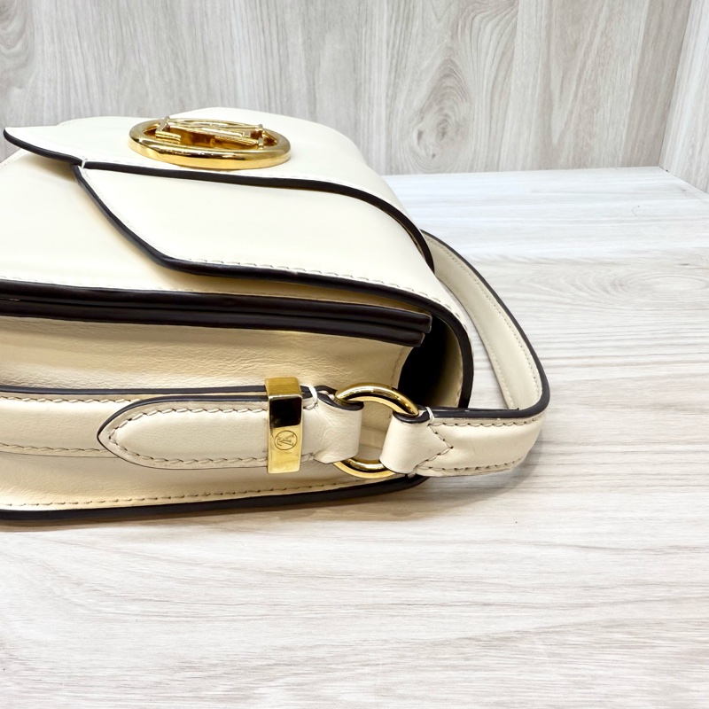 LV米白牛皮金釦下蓋Pont9 PM斜背包M55950-11