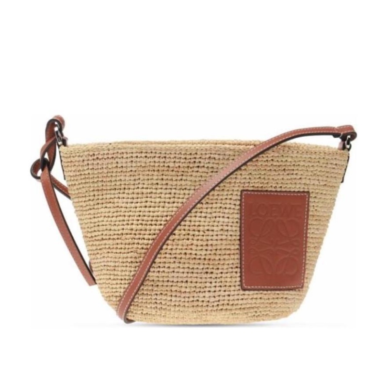 Loewe 女士 Pochette 酒椰纖維和牛皮革手提包均碼碼常規、27 X 11 X 17 CM-0