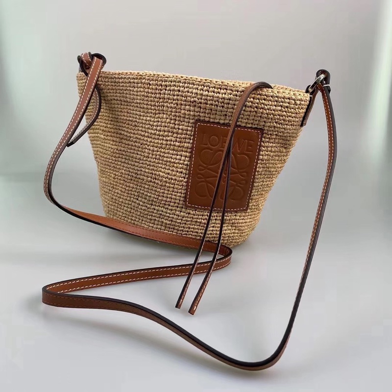 Loewe 女士 Pochette 酒椰纖維和牛皮革手提包均碼碼常規、27 X 11 X 17 CM-5