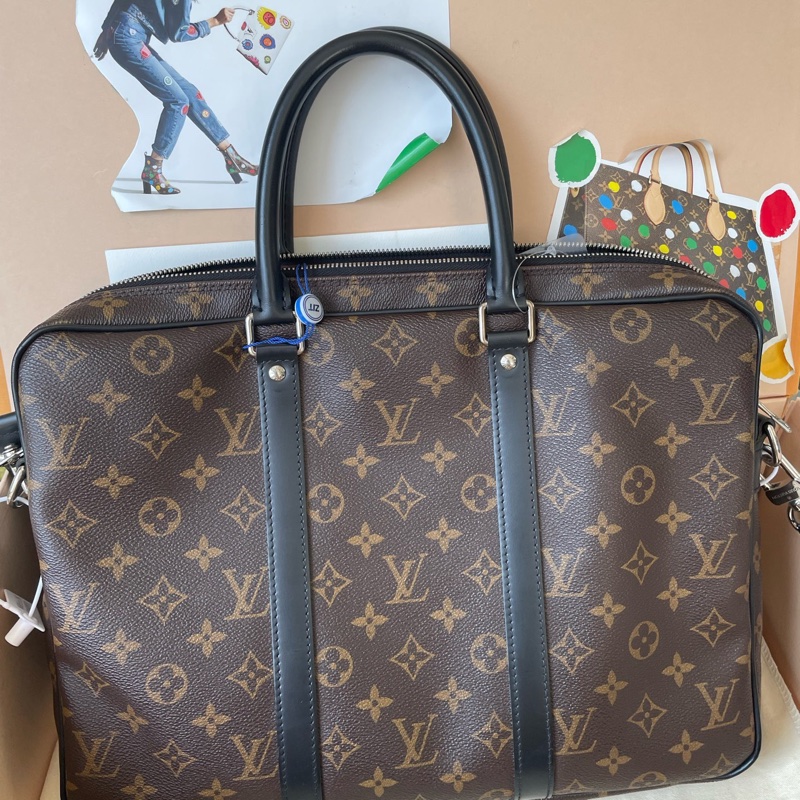 LouisVuitton路易威登 經典老花公文包  包包成色好 20年芯片款-1