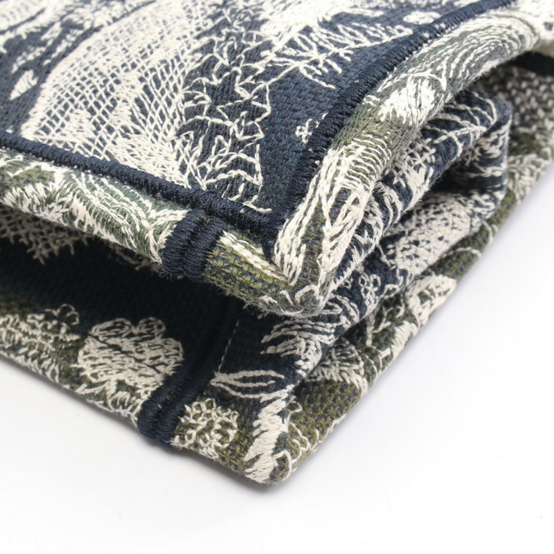 Dior BOOK TOTE 中型手提包,帆布材質,海軍藍/米色,二手,女士款,帶品牌標誌-6