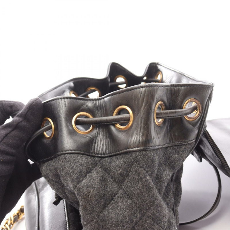 香奈兒雙肩包，羊皮材質，灰色/黑色，二手女款-1