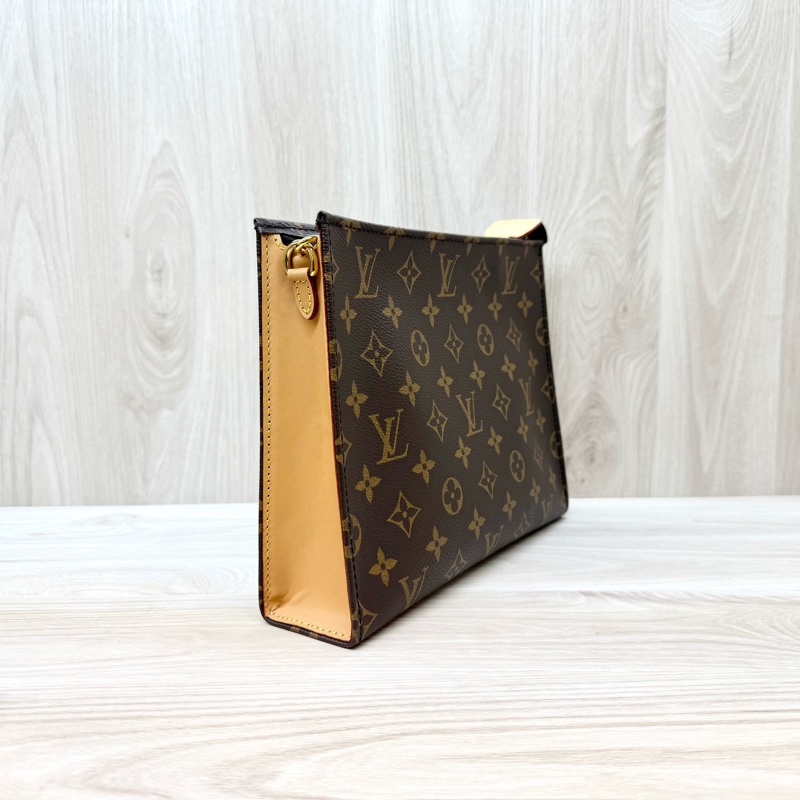 LV原花一字拉Toiltry Pouch On Chain肩背包M81412-3