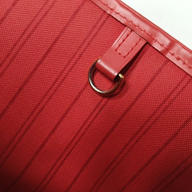 LOUIS VUITTON NEVERFULL中號棕色塗層帆布老花印花購物袋單肩包手提包金色五金-9