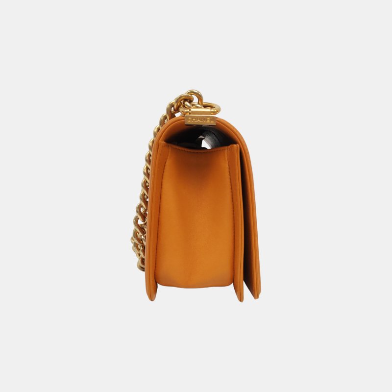 CHANEL黃色羊皮單肩包金色五金23開可拆卸肩-3