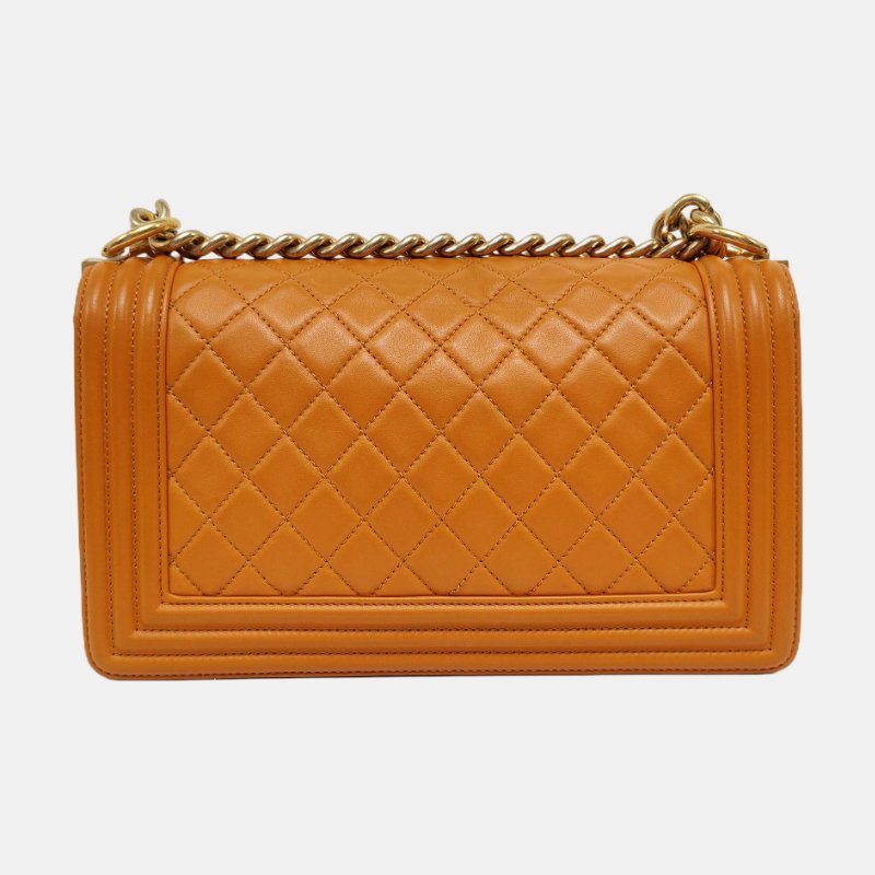 CHANEL黃色羊皮單肩包金色五金23開可拆卸肩-4