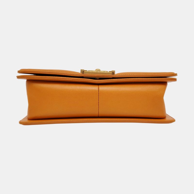 CHANEL黃色羊皮單肩包金色五金23開可拆卸肩-5