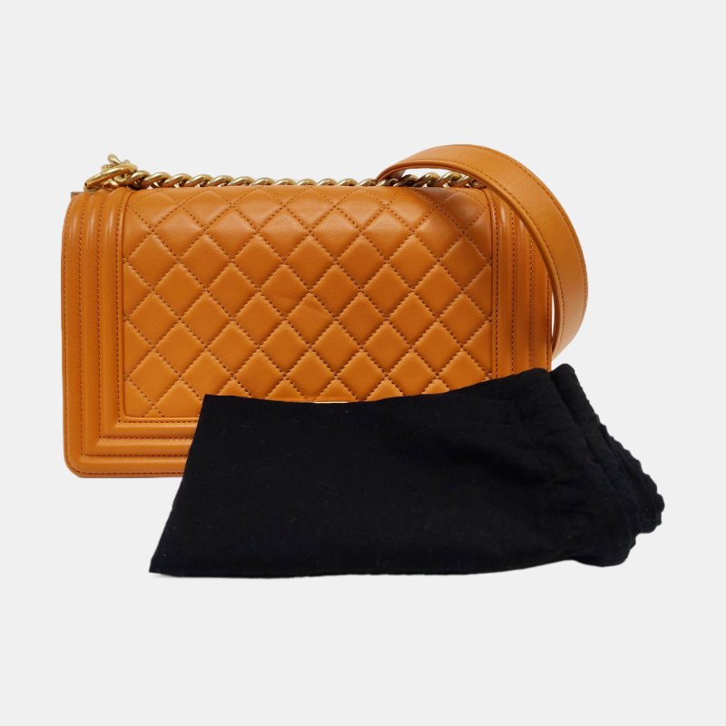 CHANEL黃色羊皮單肩包金色五金23開可拆卸肩-7