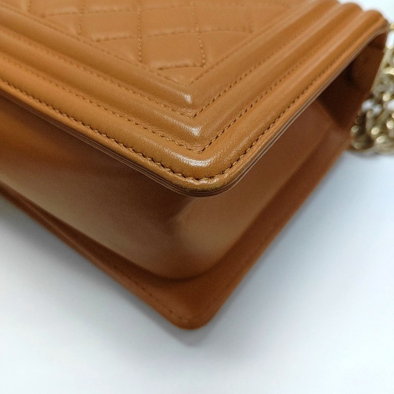 CHANEL黃色羊皮單肩包金色五金23開可拆卸肩-15