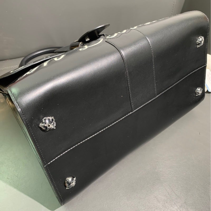 德爾沃brilliant 黑色字母塗鴉中號手提單肩斜挎包-3