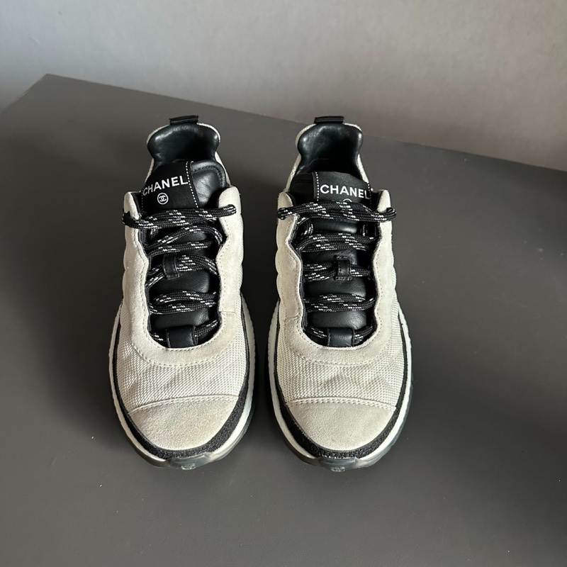 CHANEL/香奈兒 黑白熊貓格菱紋運動鞋 37碼-1