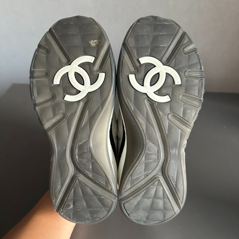 CHANEL/香奈兒 黑白熊貓格菱紋運動鞋 37碼-6