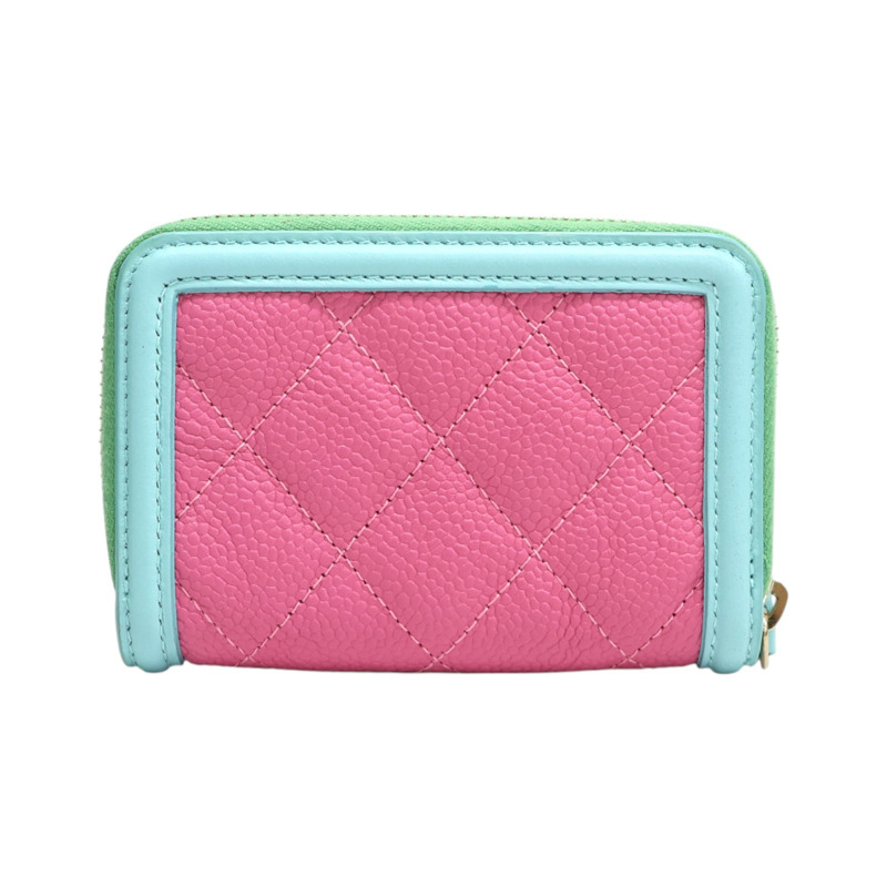 三色 菱格紋 牛皮 拉鍊 零錢包【CHANEL 香奈兒】-1