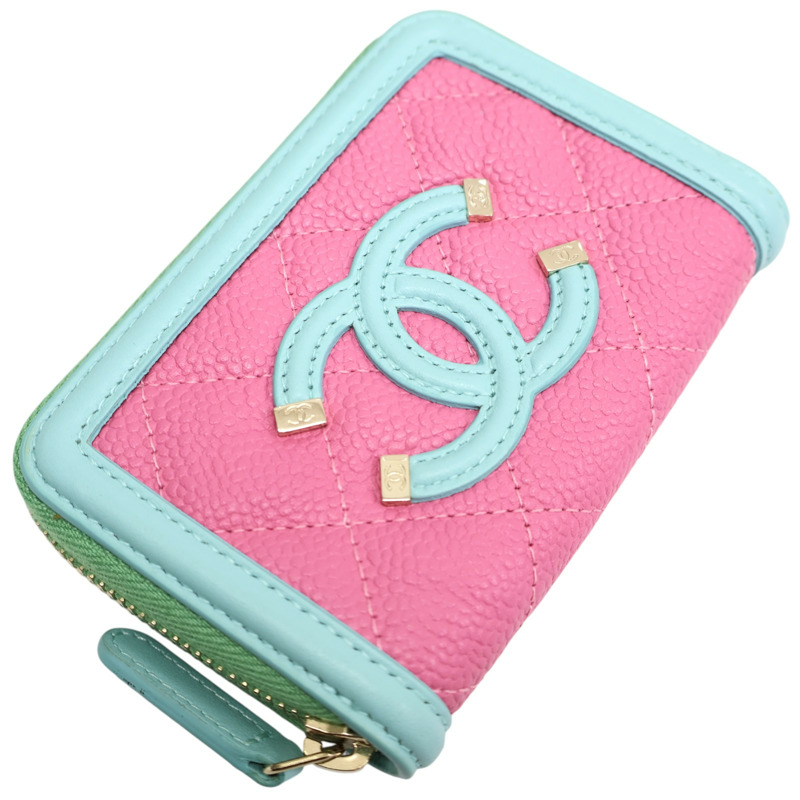 三色 菱格紋 牛皮 拉鍊 零錢包【CHANEL 香奈兒】-2