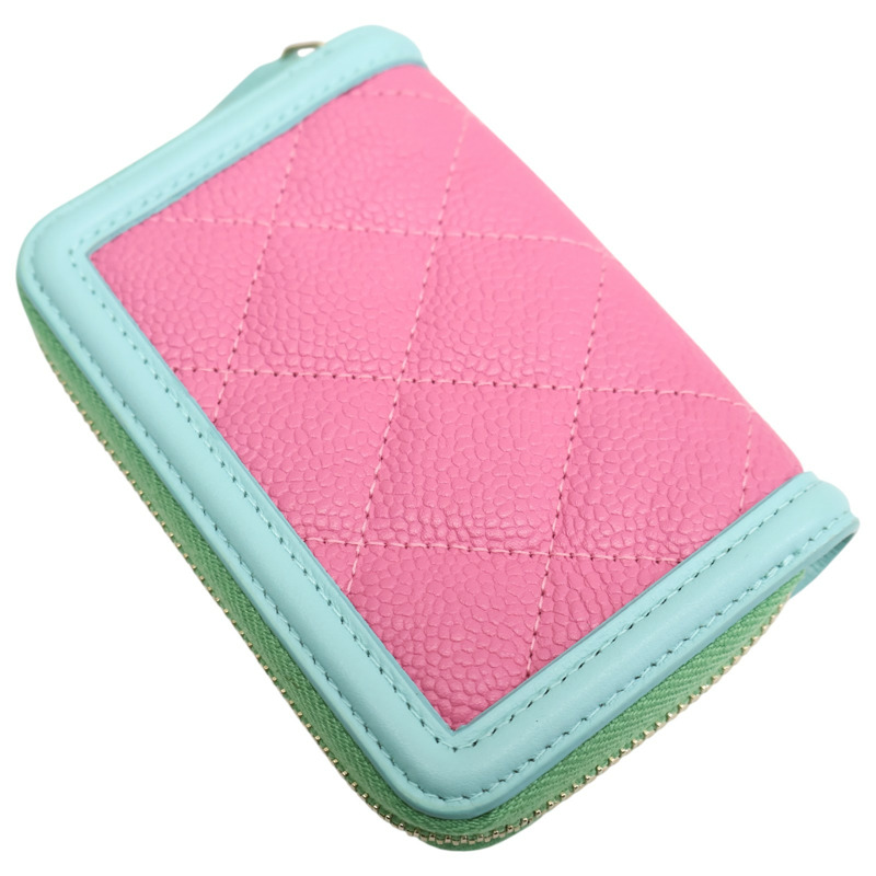 三色 菱格紋 牛皮 拉鍊 零錢包【CHANEL 香奈兒】-3