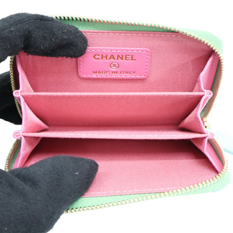 三色 菱格紋 牛皮 拉鍊 零錢包【CHANEL 香奈兒】-4