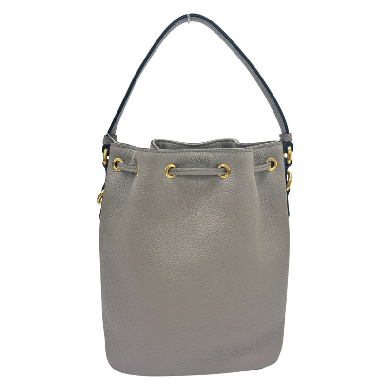 灰色 牛皮 水桶包 兩用包【PRADA 普拉達】 1BE072-2