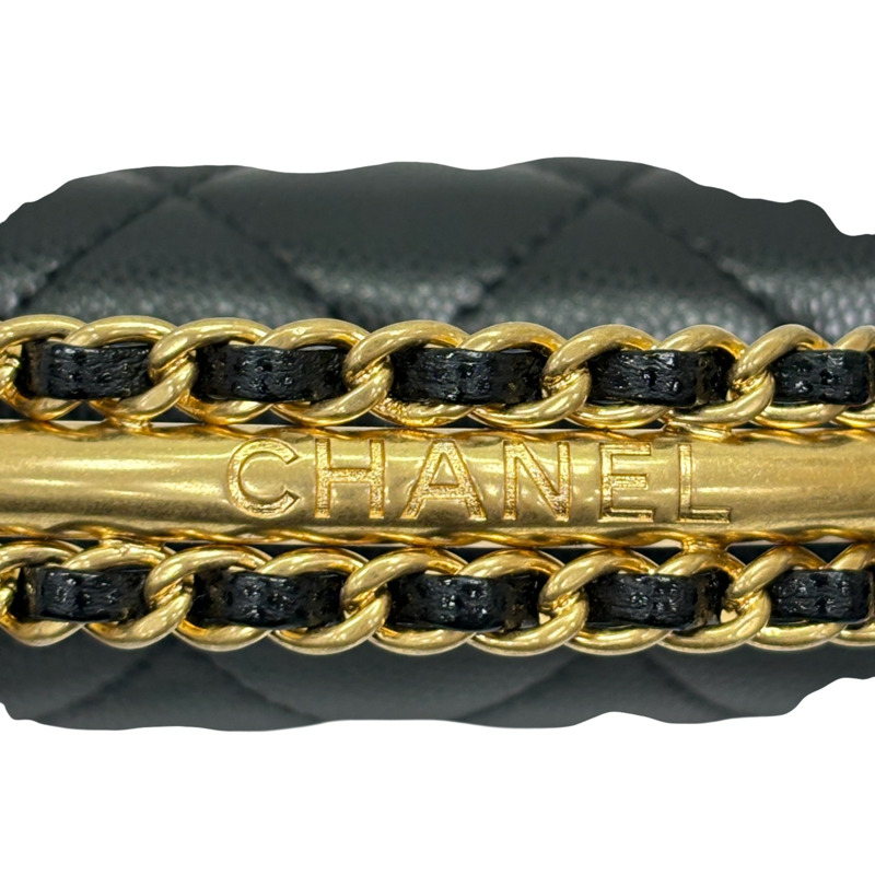 黑色 菱格紋牛皮 Top Handle WOC 兩用包 金釦 【CHANEL 香奈兒】 AP2804-6