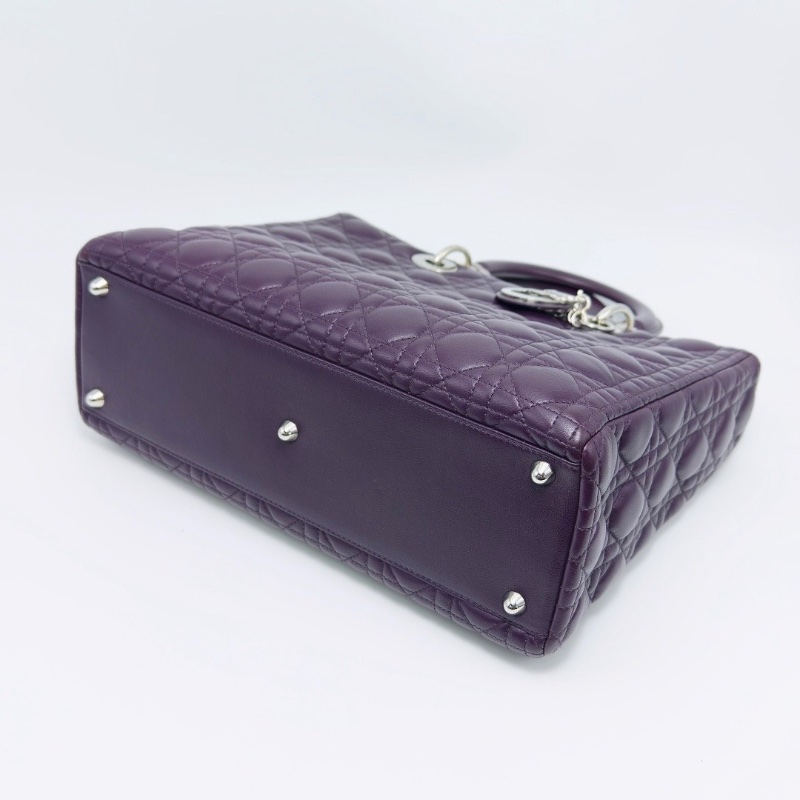 DIOR LadyDior紫銀七格黛妃手提肩背斜背包32*25*11 98新配件塵袋-3