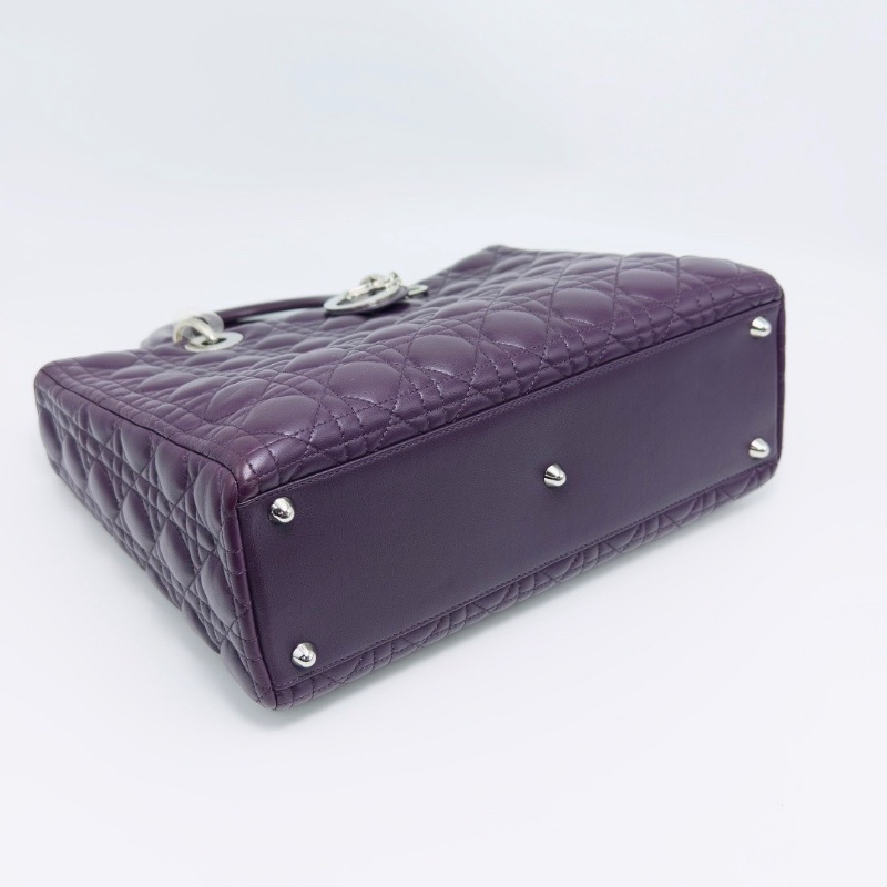 DIOR LadyDior紫銀七格黛妃手提肩背斜背包32*25*11 98新配件塵袋-5