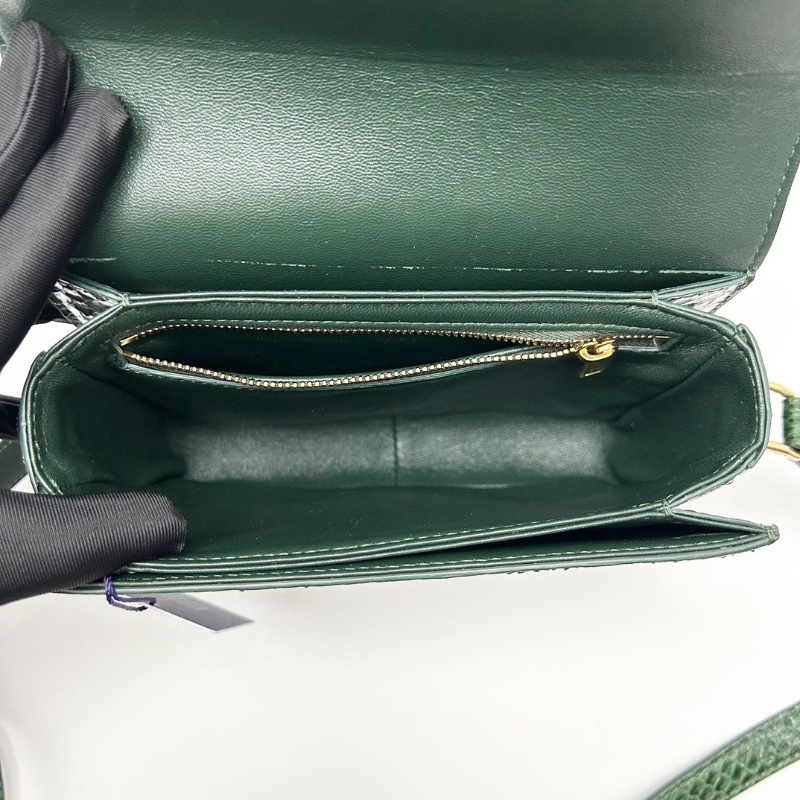 CELINE 凱旋門teen寶石綠蛇皮肩背斜背包18.5*14*5 98新配件塵袋-2