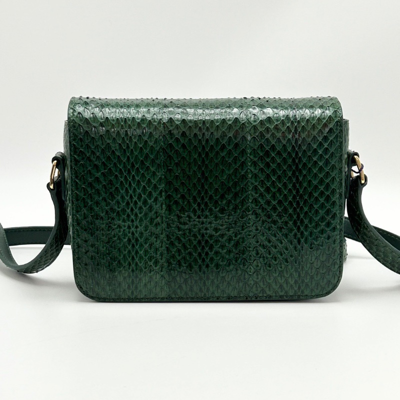 CELINE 凱旋門teen寶石綠蛇皮肩背斜背包18.5*14*5 98新配件塵袋-6