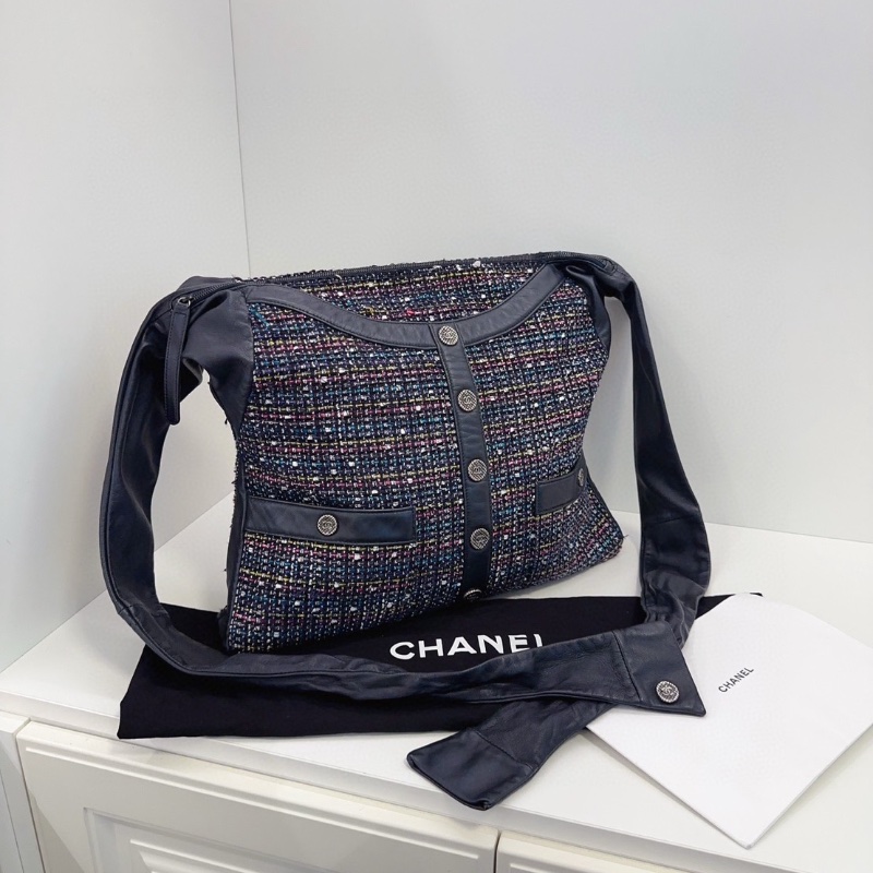 Chanel Girl Bag 黑色粗花呢衣服包 21*18*8cm 98新配件塵袋-3