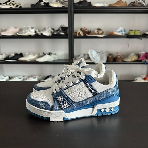 Louis Vuitton路易威登trainer 白藍牛仔板鞋 35.5碼