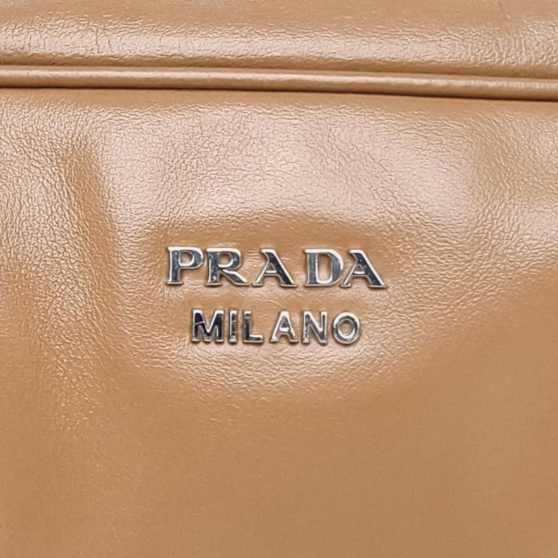PRADA 棕色牛皮銀扣Inside夾心手提包中號-4