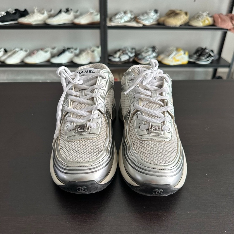 Chanel香奈兒銀角大王雙c運動鞋 37碼 98新-1
