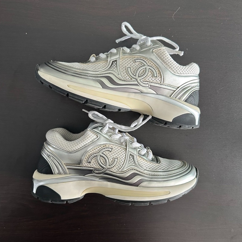 Chanel香奈兒銀角大王雙c運動鞋 37碼 98新-3