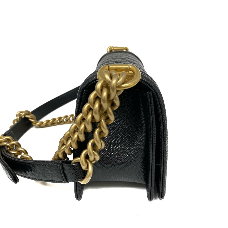 △ Chanel 香奈兒 20CM Black Caviar Skin Gold Tone Metal Boy Chain Shoulder Bag 黑色粒紋小牛皮金色金屬鎖鏈肩背袋 - 257027150-4