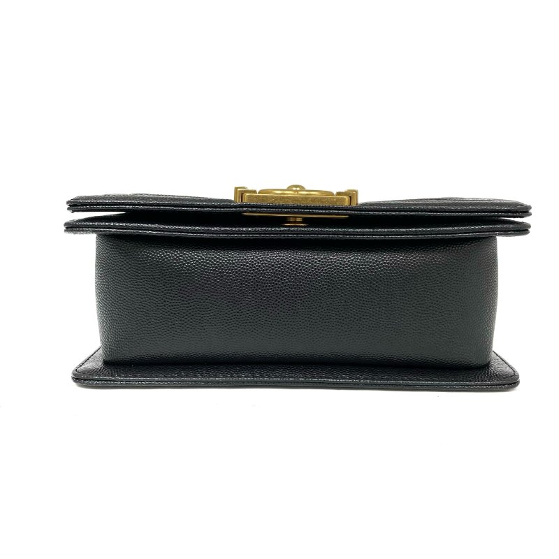 △ Chanel 香奈兒 20CM Black Caviar Skin Gold Tone Metal Boy Chain Shoulder Bag 黑色粒紋小牛皮金色金屬鎖鏈肩背袋 - 257027150-5