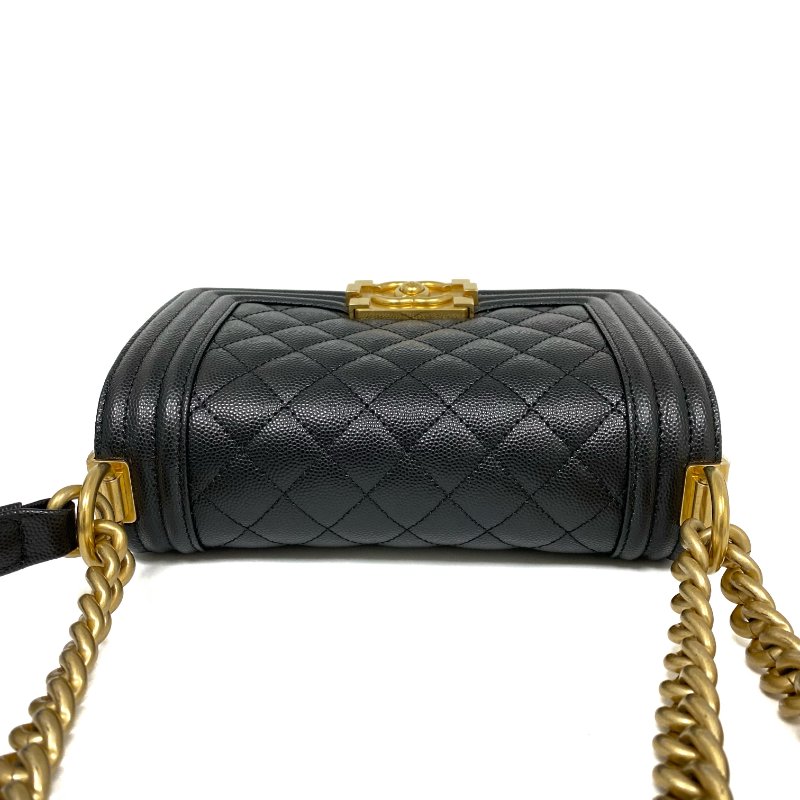 △ Chanel 香奈兒 20CM Black Caviar Skin Gold Tone Metal Boy Chain Shoulder Bag 黑色粒紋小牛皮金色金屬鎖鏈肩背袋 - 257027150-6