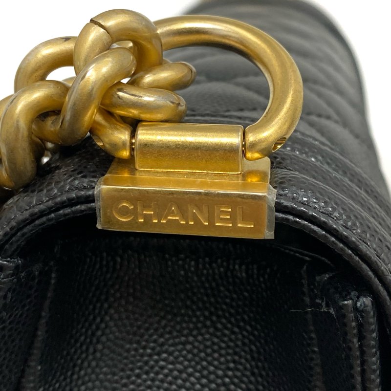 △ Chanel 香奈兒 20CM Black Caviar Skin Gold Tone Metal Boy Chain Shoulder Bag 黑色粒紋小牛皮金色金屬鎖鏈肩背袋 - 257027150-13