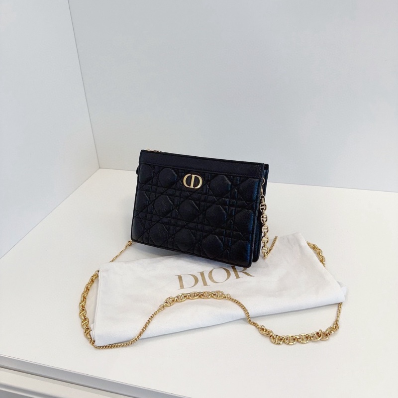 Dior Caro 黑金藤格紋 荔枝牛皮鏈條包 19*14*3 98新配件塵袋-4