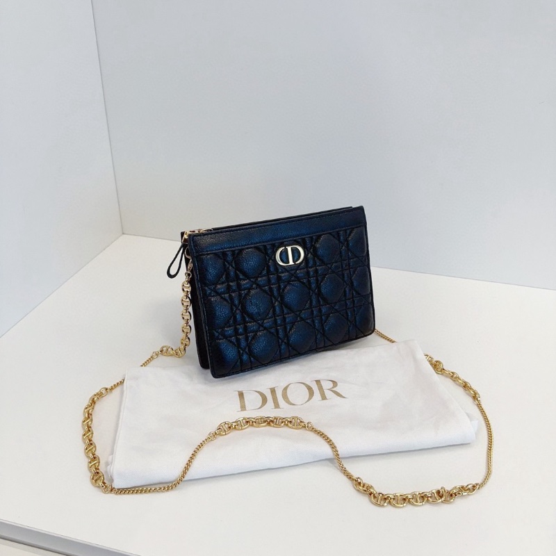 Dior Caro 黑金藤格紋 荔枝牛皮鏈條包 19*14*3 98新配件塵袋-5