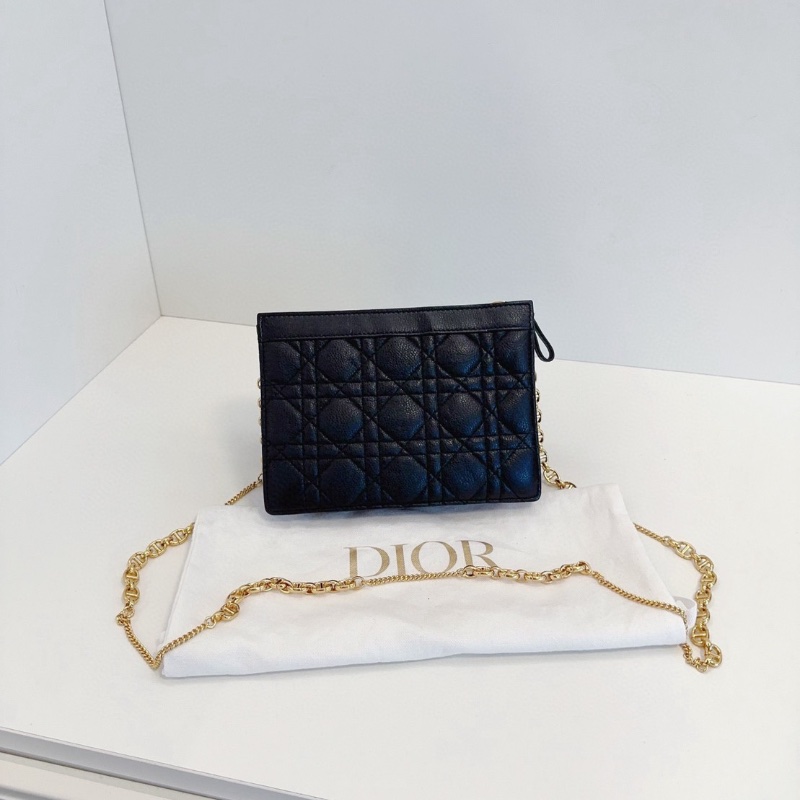 Dior Caro 黑金藤格紋 荔枝牛皮鏈條包 19*14*3 98新配件塵袋-6