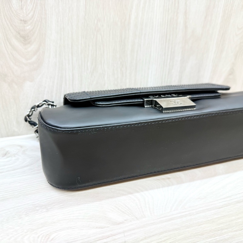 Chanel滑面牛皮雙蓋下銀釦單鍊包-15