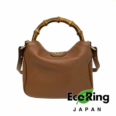 △ Gucci 古馳 Brown Calfskin Bamboo Diana Small Size 2 Way Bag 746251 啡色小牛皮竹柄兩用袋 - 257027385